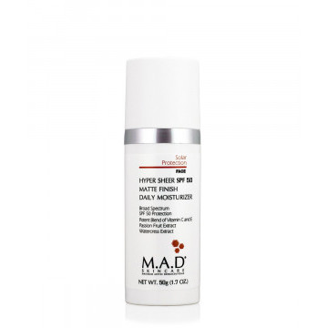Увлажняющий и матирующий крем-основа под макияж с защитой SPF 50 Hyper sheer matte finish daily moisturizer, 50 гр M.A.D Skincare
