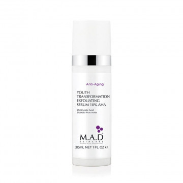 Омолаживающая и обновляющая сыворотка с 10% AHA кислотами Youth transformation exfoliating serum 10%, 30 гр M.A.D Skincare