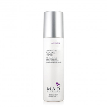 Тоник с 7% гликолевой кислотой предотвращающий старение кожи Anti Aging glycolic toner, 200 мл M.A.D Skincare